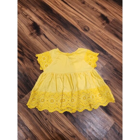 Mayoral Other - Mayoral Girls Embroidered Lace Flutter Sleeve Blouse Top Sz 7 122cm Yellow